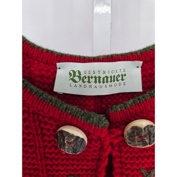 Gestrickte Landhausmode Bernauer Germany Womens Sz M 100% Wool Vest Red Knit - Picture 4 of 5